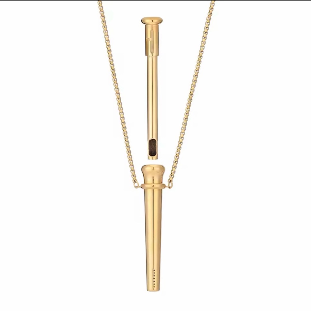 Incognito Compact Bump Straw Pendant Necklace Snuff Tool Jewelry SNOGO Clone Bk - Picture 3 of 3